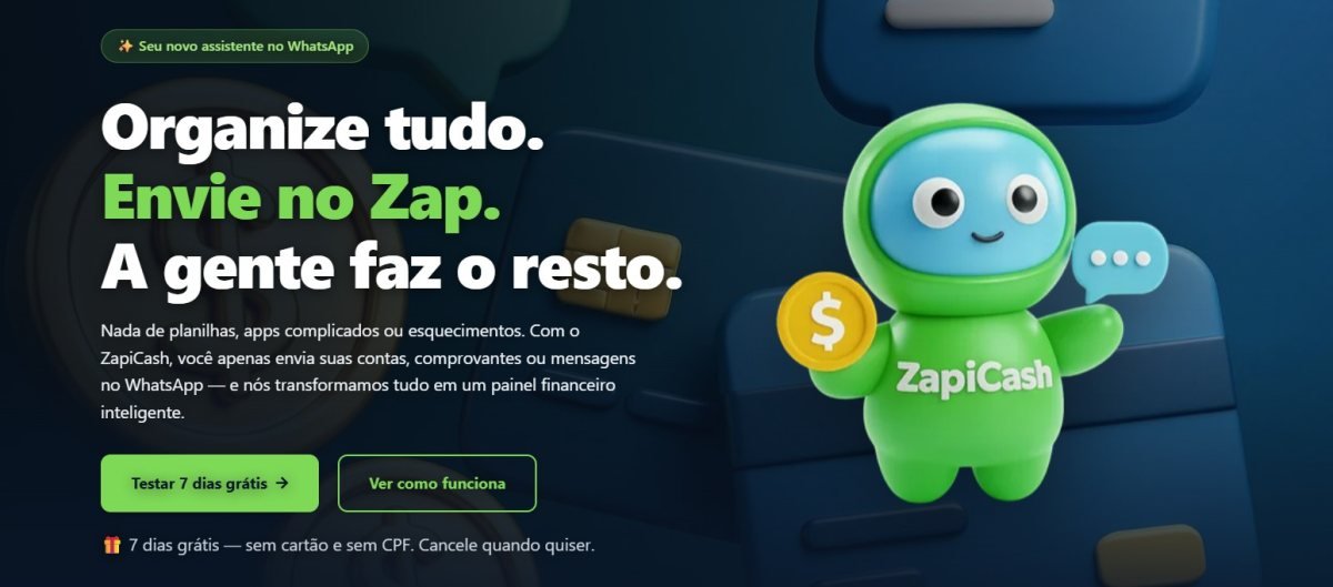 Divulgação de ZapiCash — Seu assistente financeiro